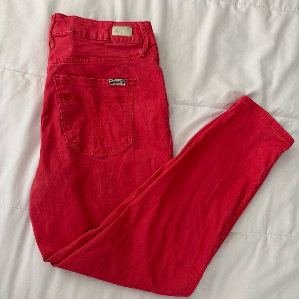 7 For All Mankind Red Jeans Vibrant Denim
